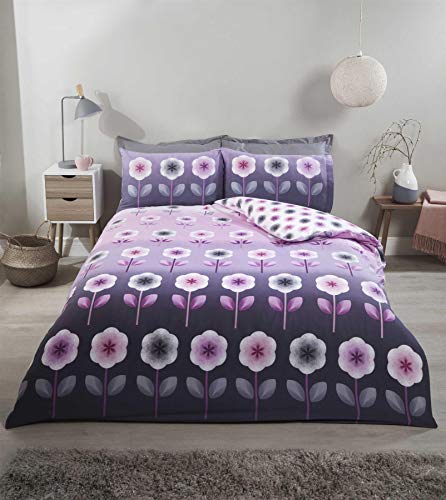 Rapport Reversible Carrie Duvet Cover Set, Polycotton, Mauve,CARRIE-KING-MAUV