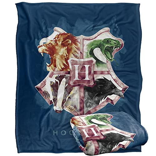 HARRY POTTER Hogwarts Crest Wash Officially Licensed Silky Touch Super Soft Throw Blanket 152 x 127 cm