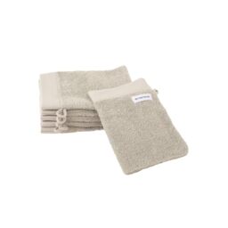 Herding Tom Tailor Wash Mitts Set of 6 16 x 21 cm 100% Cotton Terry Cloth with Hanger and Label with Logo, Colour Bath Towel Beige (Sunny Sand)