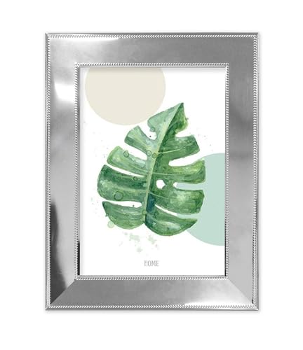 Inov8 Framing Tarnish Resistant Designer Silver Picture Frame - Modern Flat Design with Small Bead Edge for 8x10 inch (20x25cm) Photo
