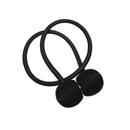 Gardinia Flex-S Tiebacks for Curtains and Curtains with Magnetic for Easy Attachment, Ball Diameter Approx. 30 mm, Cord Diameter Approx. 6 mm, Magnetic Tieback, Black, 48 cm