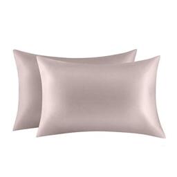 Jocoku 100% Mulberry Silk Pillowcases Set of 2 for Hair and Skin and Super Soft and Breathable King Size Nature Silk Pillowcases (King, Apricot Gray)