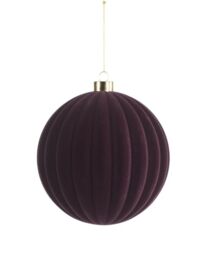 Purple Ribbed Velvet Christmas Bauble 15 cm, Extra Large Tree Ornament