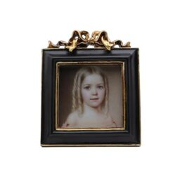 SYLVIA'S SHOP 3x3 Small Vintage Picture Frame, Mini Antique Ornate Square Photo Frame, for Tabletop and Wall Display, Retro Home Decor, Photo Gallery Art, Black and Gold