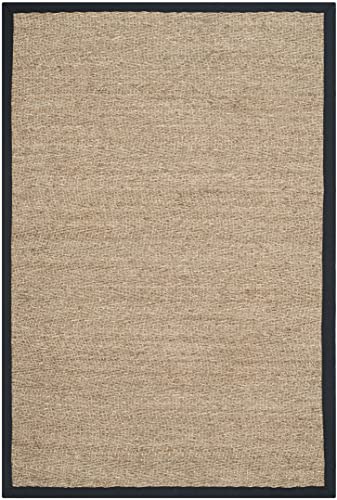 Safavieh Natural Fiber Rug for Living Room, Dining Room, Bedroom - Natural Fiber Collection, Short Pile, in Natural and Black, 61 X 91 cm