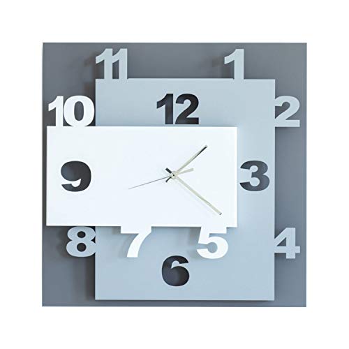 Arti & Mestieri Wall Clock, Metal, Anthracite/Aluminium/White, 40 x 8 x 40 cm