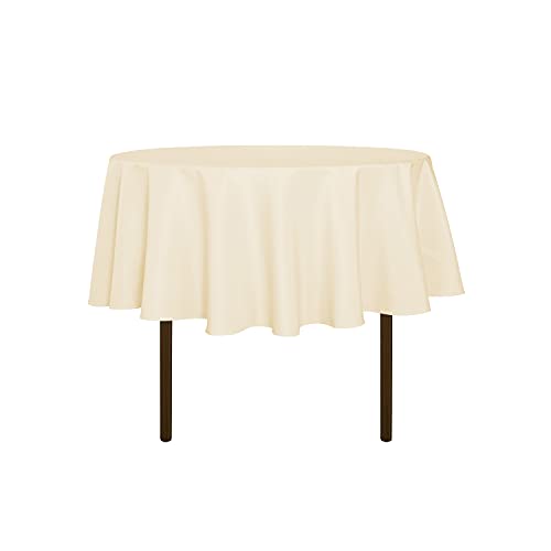 sancua Round Tablecloth 48 Inch Fits 20-36 Inch Tables, Beige - Water Resistant, Spill Proof, Washable Polyester Cloth Cover, For Dining Tables, Buffet Parties and Camping