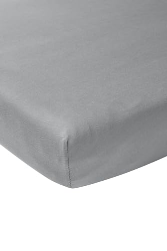 Meyco Home Basic Jersey Plain Fitted Sheet for Double Bed (Flat Sheet with Soft Jersey Quality, 100% Cotton, thanks to Elasticated Edging, Breathable, Dimensions: 160 x 200 cm), Grey