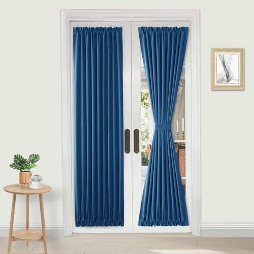 DWCN French Door Curtains ??? Thermal Blackout Curtain with Rod Pocket for Doors with Glass Window, Kitchen and Patio Doors for Privacy, 23 x 72 inches Long, 1 Panel