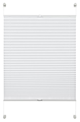 Deco Company Pleated Blind for Clamping, Opaque Folding Blind, Mounting Kit Included, Pleated Blind with Two Operating Rails, White, 70 x 130 cm (WxH)