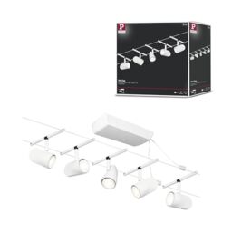Paulmann 94467 CorDuo Cable System – Basic Lighting Set Cup DC, Max 5 x 10 Watt Extendable Matt White Plastic GU5.3 Wire Cable System Without Bulbs