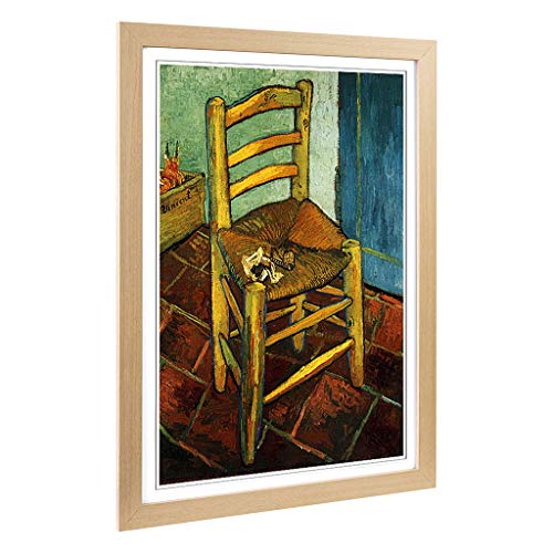 Big Box Art Framed Print of Vincent Van Gogh Chair and Pipe Design - Wall Art Picture - Home Decor for Kitchen, Living Room, Bedroom, Hallway, Oak, A2 / 24.5x18 Inch / 62x45cm