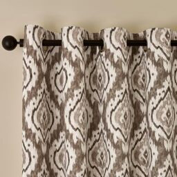 Pineapple Elephant Suri Geo 46x54 Inch Lined Eyelet Curtains Two Panels Natural