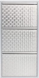 Kare Design Shoe cabinet Caruso, Silver, 103x50x14 cm, Metal, with 3 flaps, Shoe storage for 6 pairs of shoes, narrow, space-saving, tall, Shoe rack, Entryway