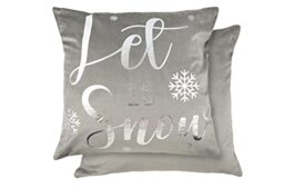 Emma Barclay Let it Snow - Soft Plush Velvet Cushion Cover with Foil Print in Silver - 17x17 (43x43cm)
