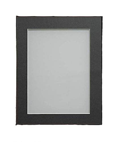Frame Company Watson Matte Black Picture Photo Frame fitted with Perspex, 12x10 inch with Grey Mount for image size 8x6 inch