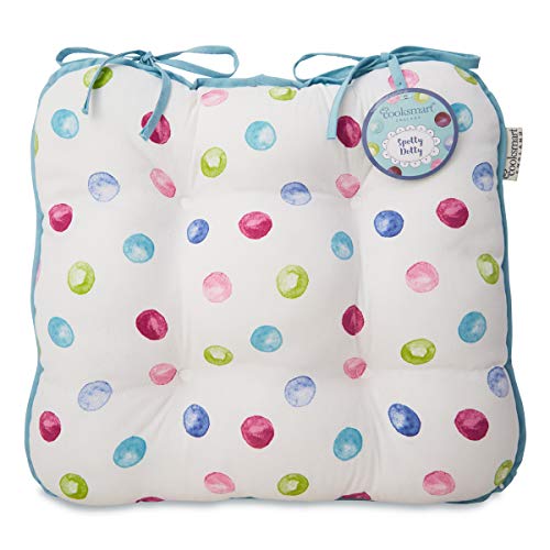 Cooksmart Spotty Dotty Chair Cushions Dining Seat Pads - Colourful spot pattern, padded seating, tie fastening, soft fabric cover, dining chair accessory