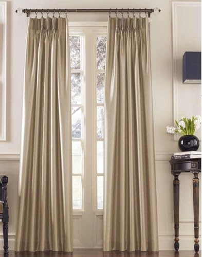 "Curtainworks Marquee Faux Silk Pinch Pleat Curtain Panel, 30 by 84"", Sand"