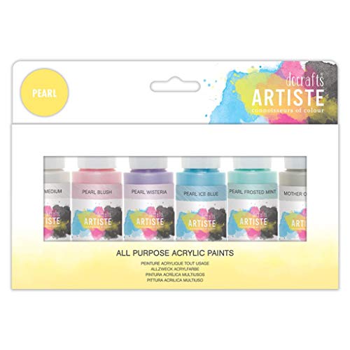 Artiste Acrylic Paint Set Pack of 6X 59ml 2oz -Pearlescent Colours, Quick-Drying Professional Art and Hobby Craft Artists Paint, Water-Based Paints Cover Surfaces with Ease, Ideal for Travel Artists