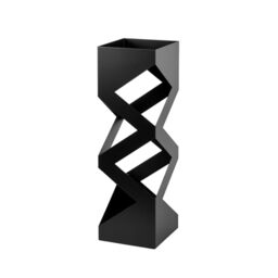 TAISSU - Umbrella Stand Model OULU - Matte Black Color - With Hooks for Folding Umbrellas and Drip Tray - 15.5 x 15.5 x 49 cm - Steel - Umbrella Stand for Entryway