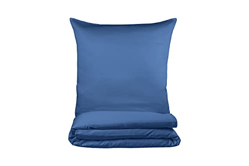 VANITA' DI RASO DEU819786 Premium Duvet Cover 135 x 200 cm Pillowcase 80 x 80 cm 100% Cotton Blue