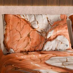 MARBLELIZED – Pair of Pillow Cases for Bed 50 x 80 cm, Printed Front/Back, Pillowcases, Pair of Elegant Pillowcases with Marble Effect Powder, Gift Idea, 100% Made in Italy