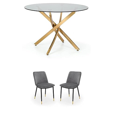 Julian Bowen Set of Montero Round Table and 4 Grey Delaunay Chairs