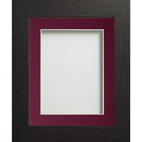 Frame Company Watson Black Picture Photo Frame fitted with Perspex, A4 with Plum Mount for image size 10x6 inch