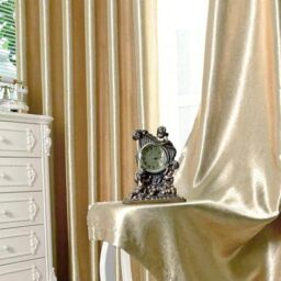 MYRU 2 Panels Set Semi Blackout Gold Curtains for Living Room Embossed Flower Curtains for Bedroom (2 Panels 39 x 84 Inch, Gold)