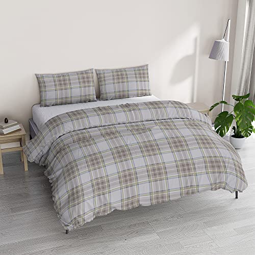 Italian Bed Linen Athena Duvet Cover Set with Printed Bag and Pillowcases, EDI Green/Blue, Double