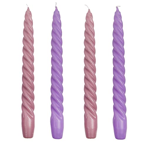 Talking Tables 4 Pack Italian Spiral Twisted Dinner Candles Ideal for Dining or Gifts Beautiful Purple and Pink Premium Eco-Friendly Candle Gift Set 25cm, Lilac
