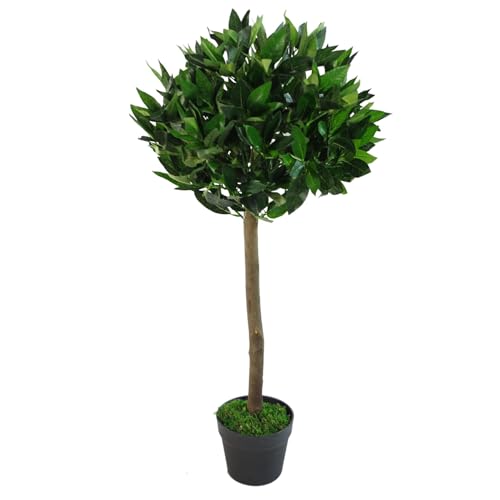 Leaf Design UK Artificial Bay Laurel Topiary Ball Tree, Green, 90cm (3ft)