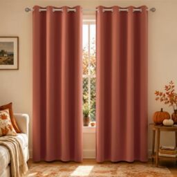 KOUFALL Orange Curtains 84 Inch Length for Bedroom 2 Panels Set Grommet Room Darkening Blackout Drapes for Living Room Home Office Decor Wide 42 x 84 Inches Long