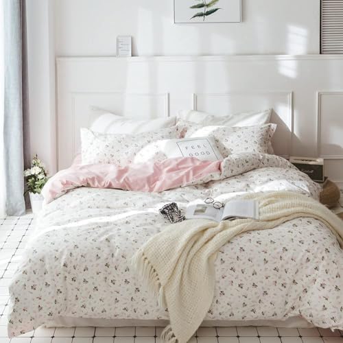 TISPLR Comforter Set Twin Floral 2 Pieces Soft Bedding Set Garden Style Pink Flower Print Botanical Flowers Comforter Set for All Seasons 1 Comforter and 1 Pillowcases