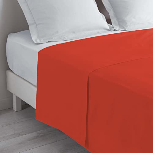 douceur d'intérieur, Flat Sheet (180 x 290 cm) Lina Paprika, 100% Cotton