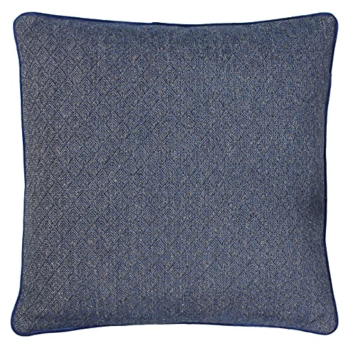 Paoletti Blenheim Feather Filled Cushion, Viscose, Polyester, Linen, Navy