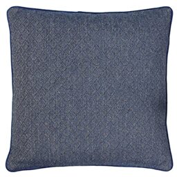 Paoletti Blenheim Feather Filled Cushion, Viscose, Polyester, Linen, Navy