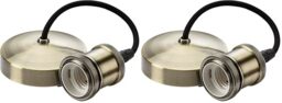 Knightsbridge 6 Inch E27 Vintage Pendant Set in Antique Brass, 150mm (Pack of 2)