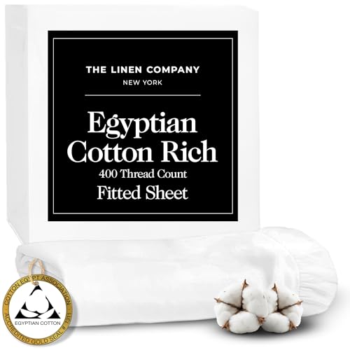 Certified Egyptian Cotton Rich, 400 TC Split King Fitted Sheets - Silky-Soft Luxury Sateen Sheets - Wrinkle-Resistant, Skin Friendly & Breathable - 4 Corner Straps for Zero Bunching - White