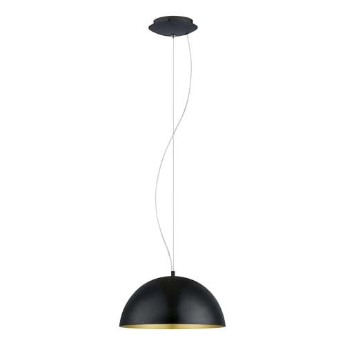 Eglo Gaetano 1 Pendant lamp, 1-Light Pendant lamp, Steel Hanging lamp, Colour: Black, Gold, Socket: E27, Ø: 38 cm