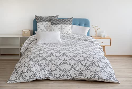 Home Passion Set of 3 Border Grey 100% Cotton 57 Thread Count, Duvet Cover, Multi, 220x240x0,1 cm