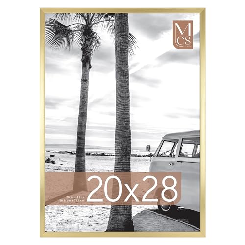 MCS Gallery Foundation 20x28 Poster Frame Brass, Vertical & Horizontal Wall Hanging Large Picture Frame for Photos, Posters & Art Prints (1-Pack)