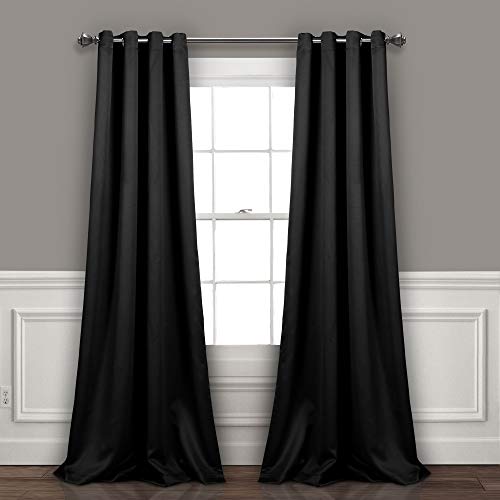 "Lush Decor Insulated Grommet Blackout Curtains Panel Pair, 52"" W x 95"" L, Black"