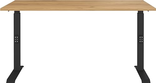 Germania Desk 7904-593, in Navarra oak repro/Black, me. height adjustment, 140 x 91 x 80 cm (WxHxD)