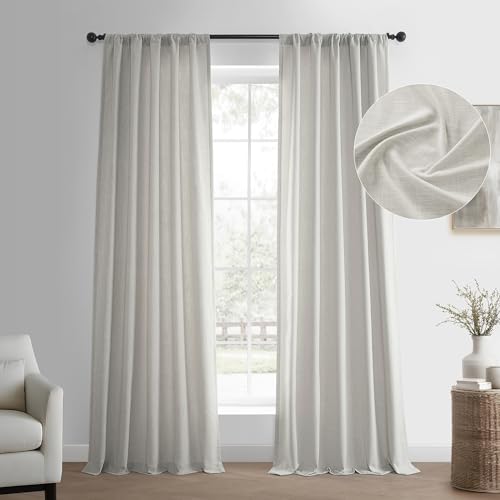 HPD Half Price Drapes Basic Faux Linen Curtains - 96 Inch Long Pair - 2 Panels - 50W x 96L - Natural Linen Curtain for Living Room, Bedroom, Dinning Room, Modern Farmhouse Drapes, Light Sand