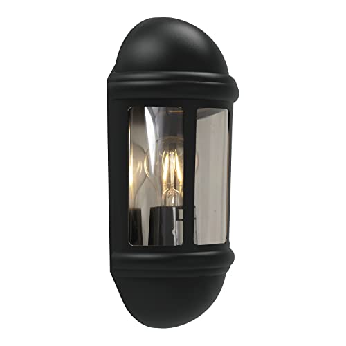 4lite Outdoor Half Wall Lantern (Black) IP65 Rated Exterior Wall Lamp - 4L2/3410-4Yr Guarantee