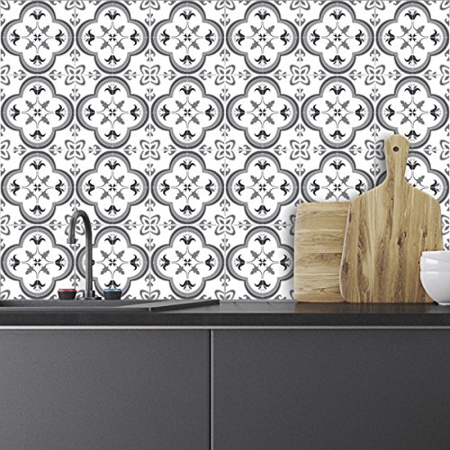 Ambiance Sticker Self-Adhesive Decorative Wall Decal Cement Tile for Bathroom and Kitchen Nuance de Gris Somptueux - Pack of 24 Stickers of 20 x 20 cm