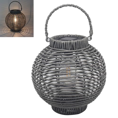 Lesser & Pavey Solar Led Lantern Grey Outdoor Lights For Garden Decorations - Decorative & Durable Garden Leds For All Seasons - Waterproof Solar Lights For Pathways, Patios, Fences, and Walls