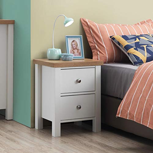 Timber Art Design UK Astbury Bedside Cabinet Bedroom Furniture Nightstand Table 2 Drawer White Oak