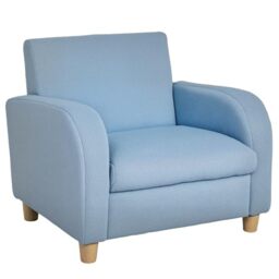 HOMCOM Children's Armchairs Toddler Chair Wood Frame Anti-Slip Legs High Back Bedroom Playroom Furniture Blue